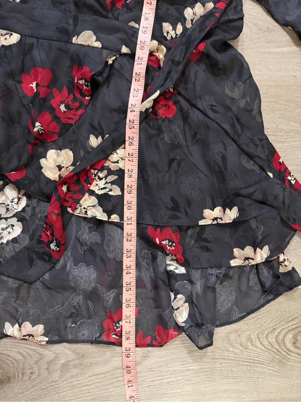 Torrid wrap Black Dress with Red Floral Accents - Picture 10 of 11